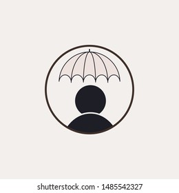 Umbrella and people in circle, symbol, vector illustration.
