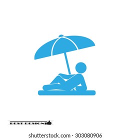 umbrella person beach