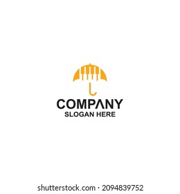 umbrella and piano logo design vector