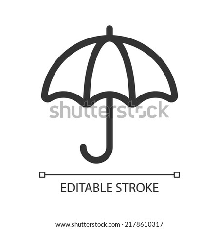 Umbrella pixel perfect linear ui icon. Investment protection. Weather accessory. GUI, UX design. Outline isolated user interface element for app and web. Editable stroke. Arial font used