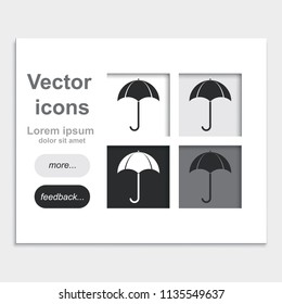 Umbrella placed on web page template flat vector icon.