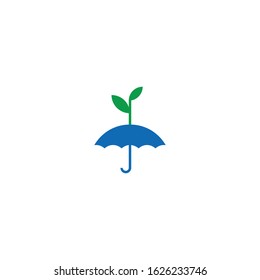 umbrella and plant logo, safe investment symbol