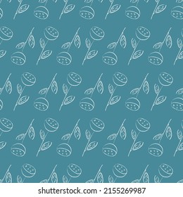 Umbrella plant seamless pattern blue dark organic textile and wrapping paper design vector illustration