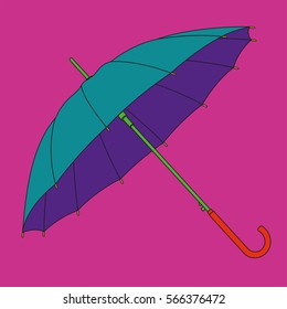 Umbrella pop art image. Illustrated fashion dictionary.
