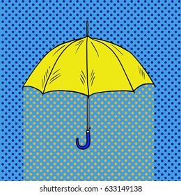 Umbrella pop art style vector illustration. Comic book style imitation