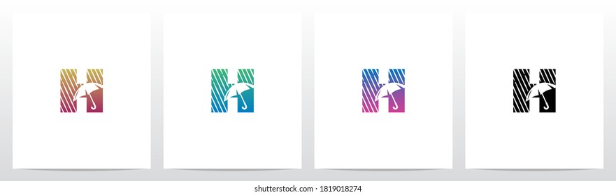 Umbrella Protect From The Rain Letter Logo Design H
