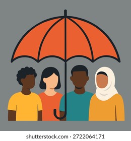 Guarda-chuva protegendo grupo diverso do ódio