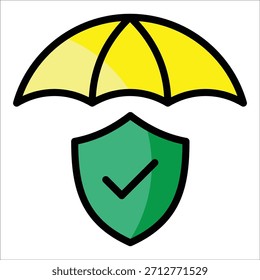 Umbrella Protection Icon Element For Design