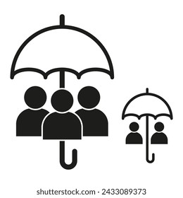 Umbrella protection icon. People safety. Secure care. Vector illustration. EPS 10.