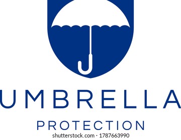 Umbrella protection logo shield negative space silhouette icon
