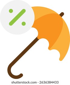 Umbrella Protection Rain Icon Vector Flat Illustration