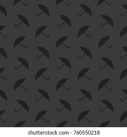 Umbrella Protection Seamless Pattern For Decorative Or Fabric Dark Silhouette Background