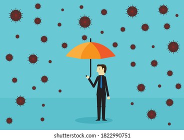 Umbrella protects people from virus. Vector design