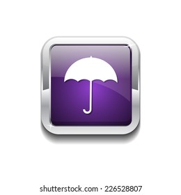 Umbrella Purple Vector Icon Button