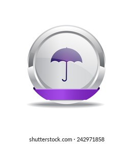 Umbrella Purple Vector Icon Button
