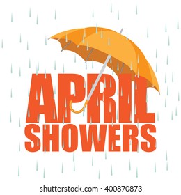 Umbrella in the rain. April showers. EPS 10 vector.