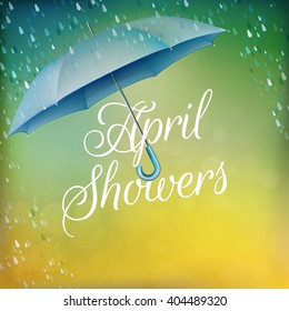 Umbrella in the rain. April showers. EPS 10 vector file included