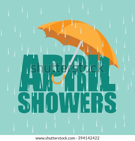 Umbrella in the rain. April showers. EPS 10 vector.