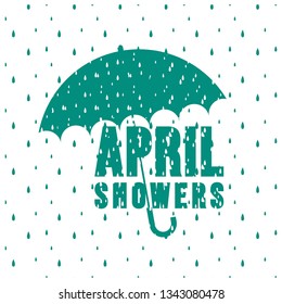 Umbrella in the rain. April showers Vector.