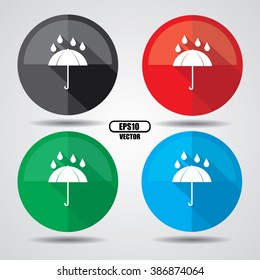umbrella with rain, Button, label and sign - Vector illustration