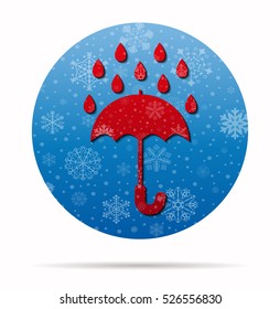 umbrella rain christmas icon in circle