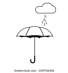 Umbrella and rain cloud icon Editable Stroke