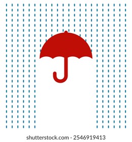 Umbrella in the rain. Color vector illustration.