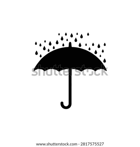 Umbrella with rain drop  silhouette icon vector flat design.
