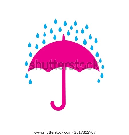 Umbrella with rain drop silhouette vector flat illustration design.