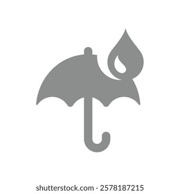 Umbrella and rain drop vector icon. Weather forecast or waterproof sign.