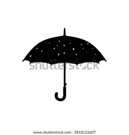Umbrella with rain drop water silhouette icon vector flat design.