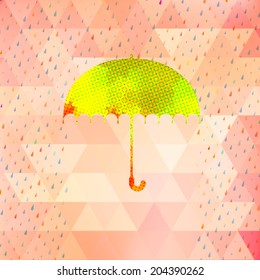 Umbrella and rain drops with abstract geometric shapes. And also includes EPS 10 vector