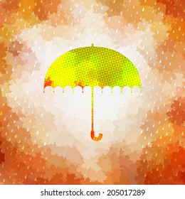 Umbrella and rain drops with abstract geometric shapes. And also includes EPS 10 vector