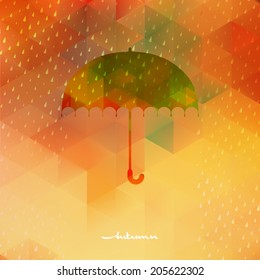 Umbrella and rain drops with abstract geometric shapes. And also includes EPS 10 vector