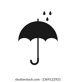 Umbrella and rain drops black silhouette vector icon