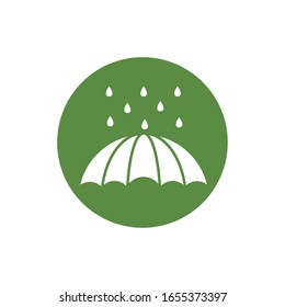 umbrella with rain drops block style icon vector illustration design