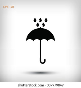Umbrella and rain drops icon