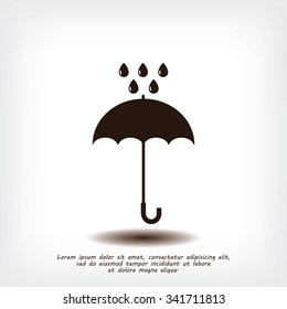Umbrella and rain drops icon