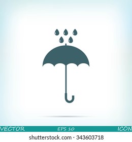 Umbrella and rain drops icon