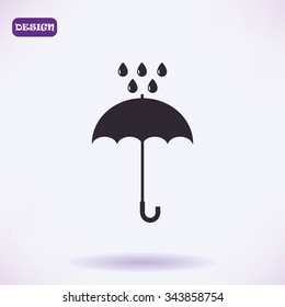 Umbrella and rain drops icon