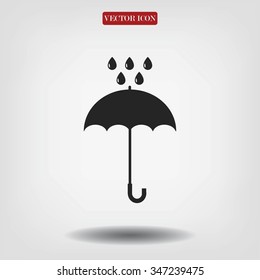 Umbrella and rain drops icon