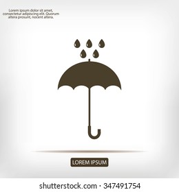 Umbrella and rain drops icon