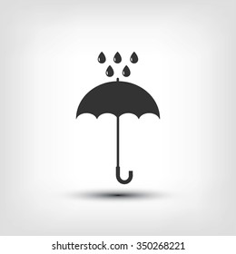Umbrella and rain drops icon
