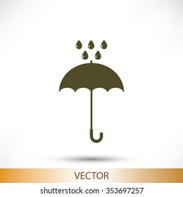Umbrella and rain drops icon