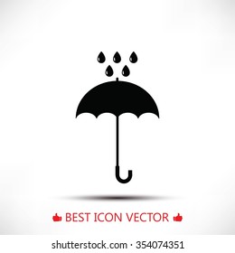 Umbrella and rain drops icon