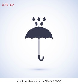 Umbrella and rain drops icon