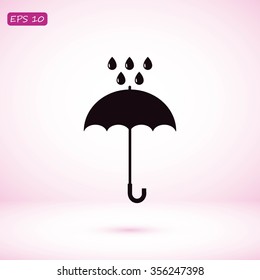 Umbrella and rain drops icon