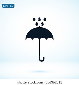 Umbrella and rain drops icon