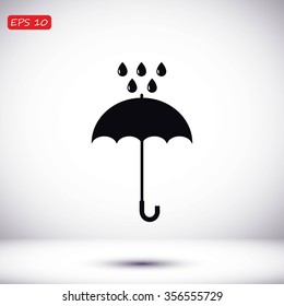 Umbrella and rain drops icon