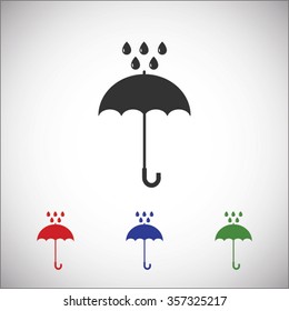 Umbrella and rain drops icon